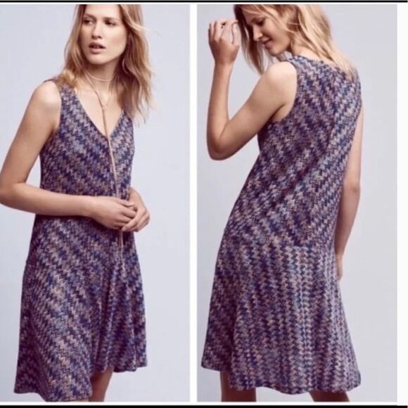 Anthropologie Maeve Westwater Chevron Sleeveless Knit Dress - Picture 2 of 11